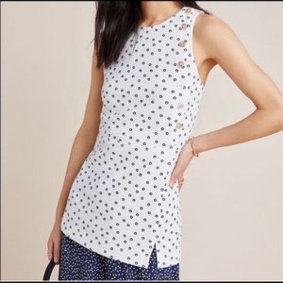 Maeve Tops - Maeve Anthropologie Brenner Peplum Top Sleeveless Dotted Size L